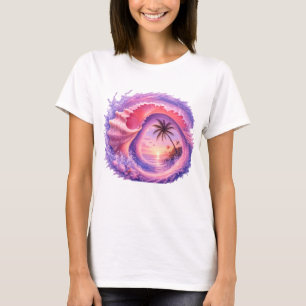 Pastell-Muschel-Sonnenuntergangswelle – Träumerisc T-Shirt