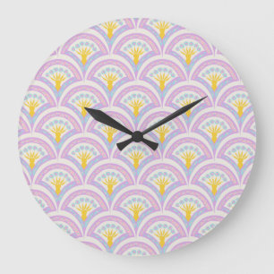 Pastell-Muster mit Muschelform Große Wanduhr