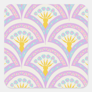 Pastell-Muster mit Muschelform Quadratischer Aufkleber