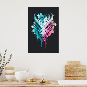 Pastell-Neon-Drache-Splatter-Plakat Poster