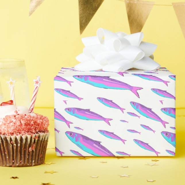 Pastell Neon Sardinen Geschenkpapier (Geburtstagsparty)