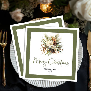 Pastell-Neutrale-Christmas-Tannenbaum-Familienname Serviette