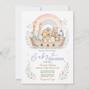 Pastell-Noah-Arche Genderneutrale Boho-Baby-Party Einladung