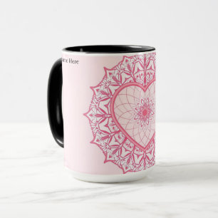 Pastell-Nostalgie-Rosa-Herz-Mandala-Ästhetik Tasse