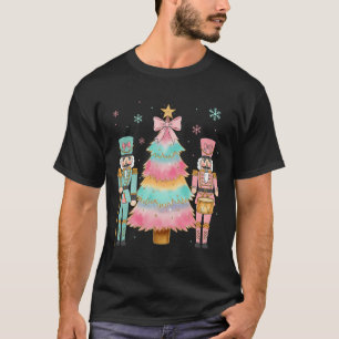 Pastell-Nussknacker-Soldat Rosa Schleife Weihnacht T-Shirt