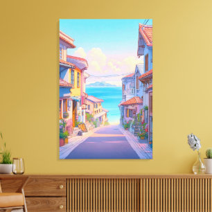 Pastell Okinawa Strandstraße Leinwanddruck