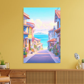 Pastell Okinawa Strandstraße Leinwanddruck