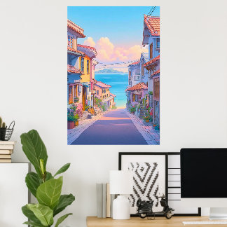 Pastell Okinawa Strandstraße Poster