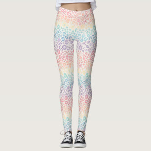 Pastell Opal Regenbogen Leoparden Druck Leggings