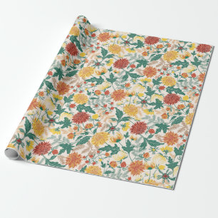 Pastell Orange Gelbe Frühlings-Dahlien-Blumen Hoch Geschenkpapier