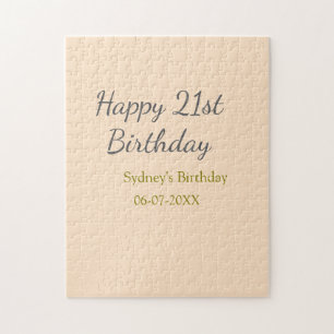 Pastell orange grau zum 21. Geburtstag Name Datum Puzzle