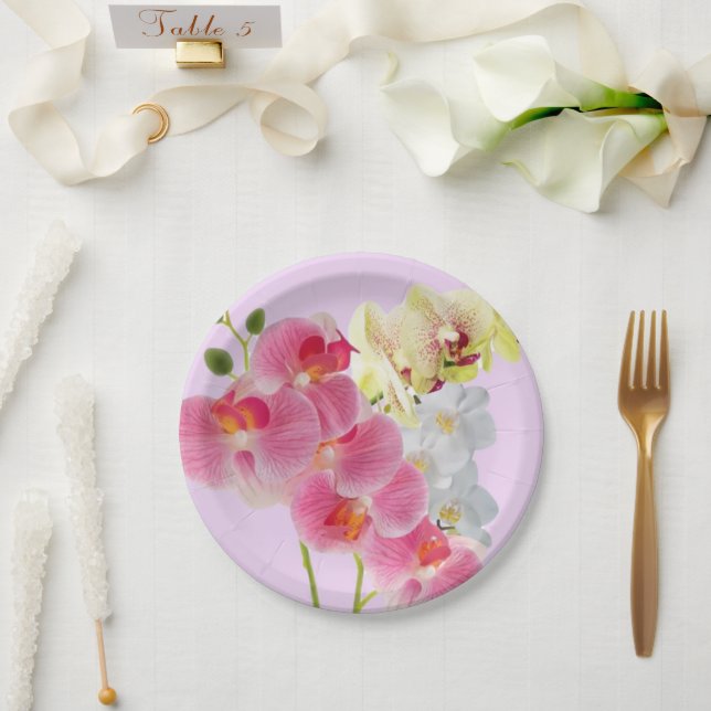 Pastell-Orchideen-Teller Pappteller (Hochzeit)