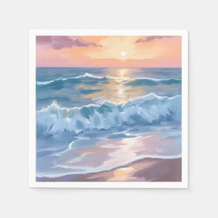 Pastell-Ozeanwellen-Aquarell-Meeresmalerei Serviette