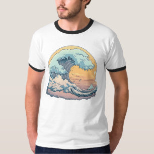 Pastell-Ozeanwellen-Grafik-T-Shirt T-Shirt