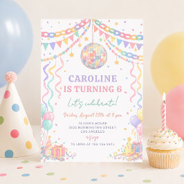 Pastell-Papierketten-whimsical-Disco-Ball-Geburtst Einladung