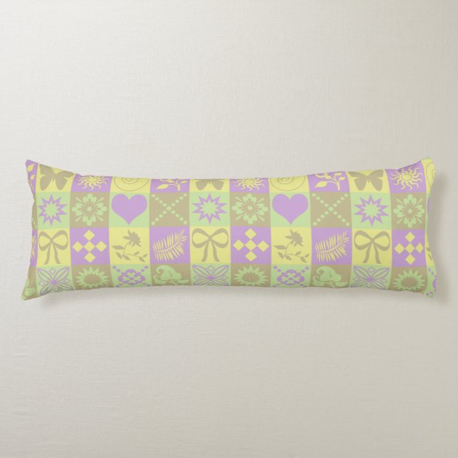 Pastell-Patchwork-Musterdesign Seitenschläferkissen (Vorderseite)
