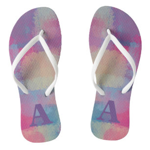 Pastell Patchwork Rosa und Lila Abstrakt Flip Flops