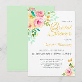 Pastell Peach Pink Roses Brautparty Einladung