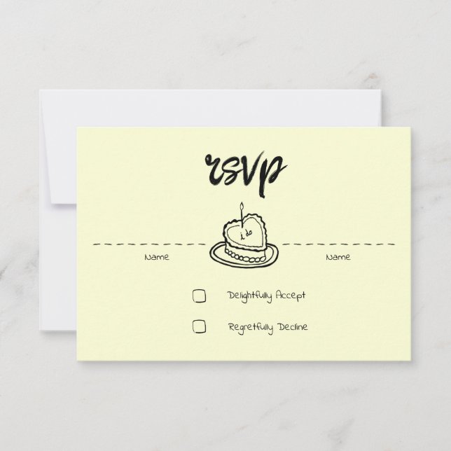 Pastell Penmanship RSVP Card Buttercreme Karte (Vorderseite)