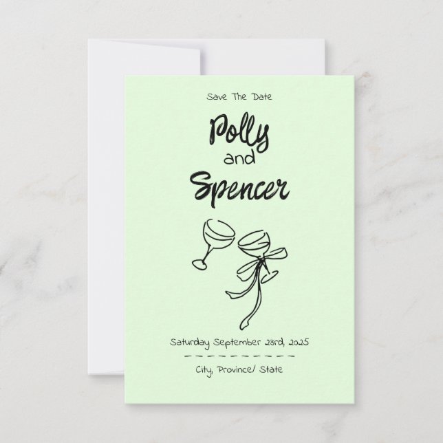 Pastell Penmanship Save the Date Pale Fern (Vorderseite)