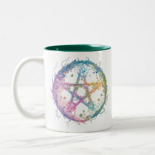 Pastell-Pentagramm-Paganer-Hexenkunst-Halloween Zweifarbige Tasse