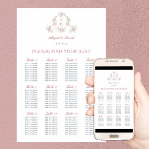 Pastell-Pfingstrosen-Rahmen Hochzeits-Sitzplan Poster