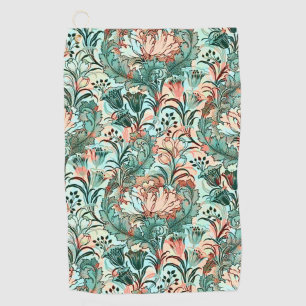 Pastell-Pfingstrosen-Tulpen-Krokus-William-Morris- Golfhandtuch