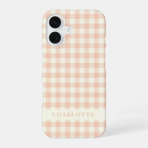 Pastell-Pfirsich-Gingham-Buffalo-Karo-Plaid-Name   iPhone 16 Hülle