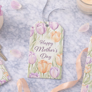 Pastell Pfirsich Lila Frühlingsblumen Muttertag Geschenkanhänger