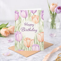 Pastell Pfirsich Lila Tulpen Frühlingsflorales Geb