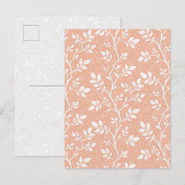 Pastell-Pfirsich-Minimalistische Botanische Kunst- Feiertagspostkarte