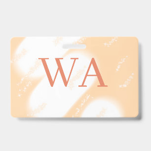 Pastell-Pfirsich-Orange-Weiß-Monogramm Retro-Bold- Ausweis