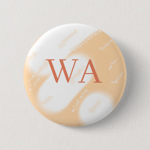 Pastell-Pfirsich-Orange-Weiß-Monogramm Retro-Bold- Button