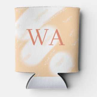 Pastell-Pfirsich-Orange-Weiß-Monogramm Retro-Bold- Dosenkühler