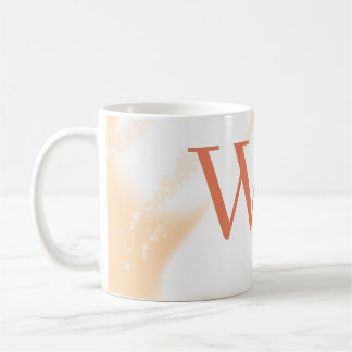 Pastell-Pfirsich-Orange-Weiß-Monogramm Retro-Bold- Kaffeetasse
