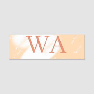 Pastell-Pfirsich-Orange-Weiß-Monogramm Retro-Bold- Namensschild