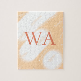 Pastell-Pfirsich-Orange-Weiß-Monogramm Retro-Bold- Puzzle