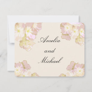 Pastell-Pfirsich- und Creme-Blumen-Hochzeitseinlad Einladung