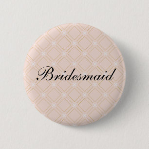 Pastell-Pfirsich und Gold geometrische Brautjungfe Button