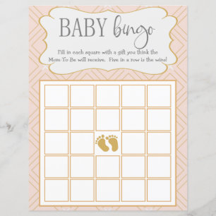 Pastell-Pfirsich und Gold geometrisches Baby-Bingo