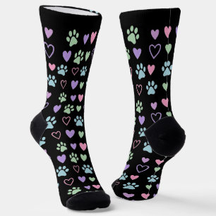Pastell-Pfotenabdrücke & Herz-Socken Socken