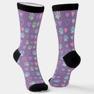 Pastell-Pfotenabdrücke & Herz-Socken Socken