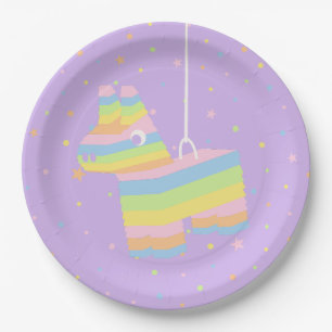 Pastell Piñata Geburtstagsplatte Lila Pappteller