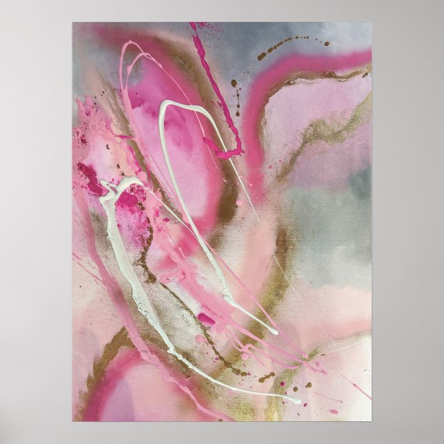 Pastell Pink Abstrakte Kunst am Canvass Poster (Vorne)