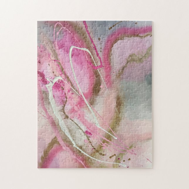 Pastell Pink Abstrakte Kunst am Canvass Puzzle (Vertikal)