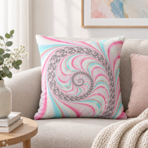 Pastell-Pink-Blau-Candy-Cane-Spiral-Fraktal Kissen