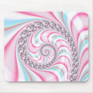 Pastell-Pink-Blau-Candy-Cane-Spiral-Fraktal Mousepad