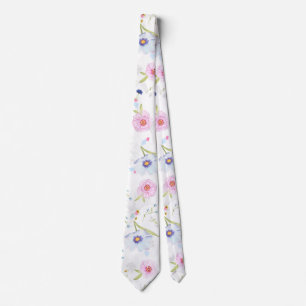 Pastell Pink & Blue Blumen Neck Tie Krawatte