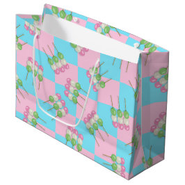 Pastell Pink Blue Checkered Dango Geschenktasche Große Geschenktüte