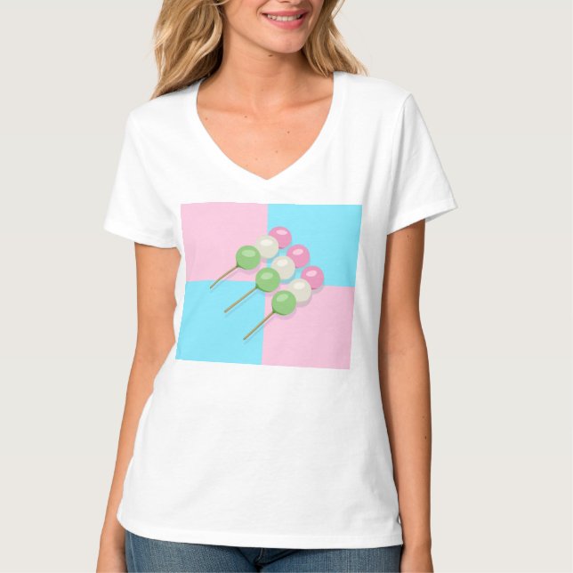 Pastell Pink Blue Checkered Dango T - Shirt (Vorderseite)